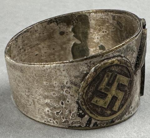 WW2 German Nazi WAFFEN SS kantine custom ring eagle swastika original