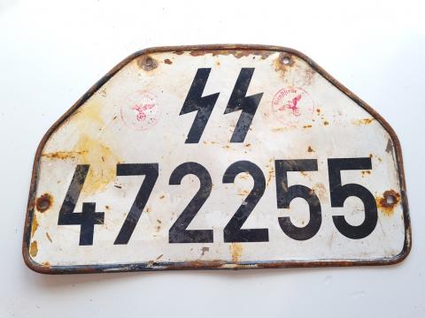 WW2 German Nazi Waffen SS licence plate large truck tank stamped