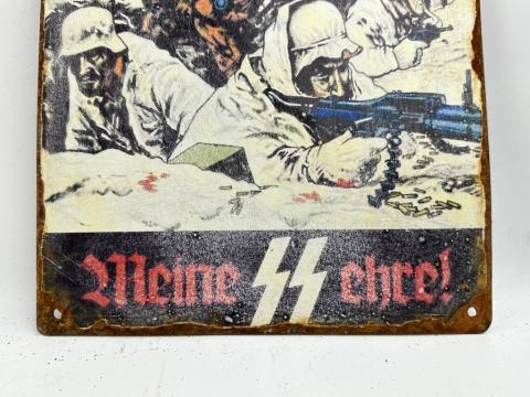 WW2 German Nazi Waffen SS meine SS Ehre! recruitment metal sign original for sale