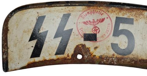 WW2 German Nazi WAFFEN SS motorcycle front licence plate stamped