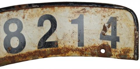 WW2 German Nazi WAFFEN SS motorcycle front licence plate stamped