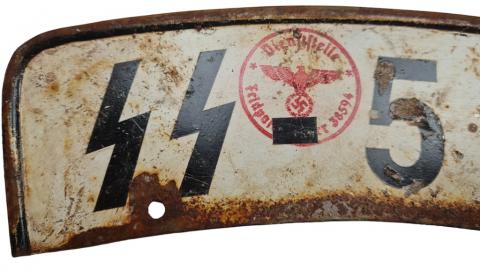 WW2 German Nazi WAFFEN SS motorcycle front licence plate stamped