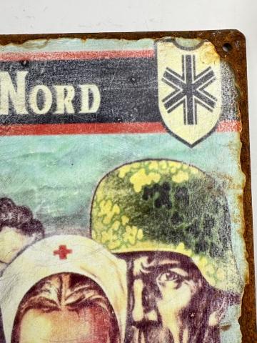 WW2 German Nazi WAFFEN SS NORD WIKING recruitment metal sign original