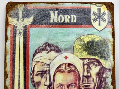 WW2 German Nazi WAFFEN SS NORD WIKING recruitment metal sign original