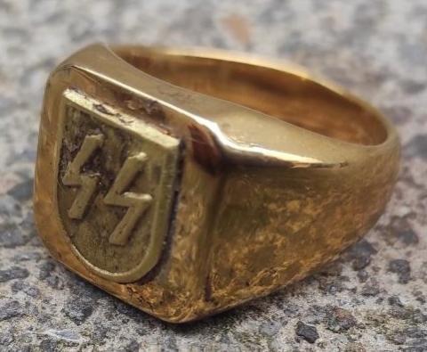 WW2 German Nazi WAFFEN SS officer Golden ring silver 800 original