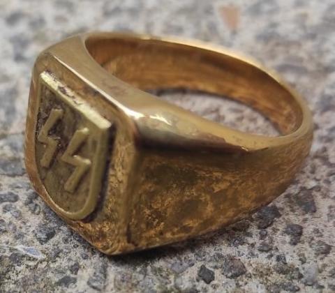 WW2 German Nazi WAFFEN SS officer Golden ring silver 800 original