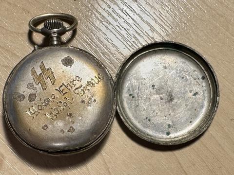 WW2 German Nazi WAFFEN SS Officer pocket WATCH Swastika Dagger MOTTO