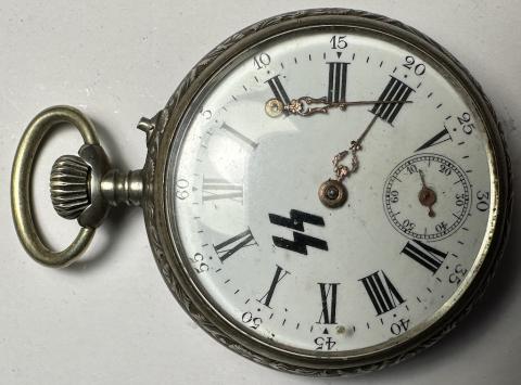 WW2 German Nazi WAFFEN SS Officer pocket WATCH Swastika Dagger MOTTO