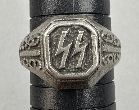 WW2 German Nazi WAFFEN SS officer silver ring original for sale bague allemande WW2 German Nazi WAFFEN SS officer silver ring original for sale bague allemande