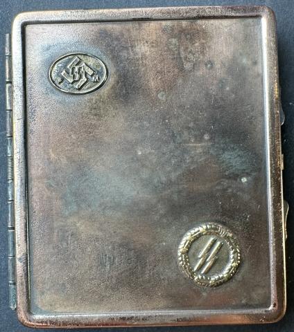 WW2 German Nazi Waffen SS patriotic cigarette case by RZM stamped inside