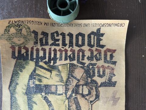 WW2 German Nazi Waffen SS POLIZEI recruitment wall poster stamped original