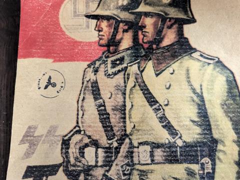 WW2 German Nazi Waffen SS POLIZEI recruitment wall poster stamped