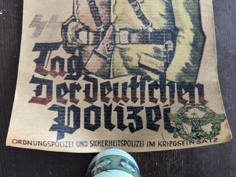 WW2 German Nazi Waffen SS POLIZEI recruitment wall poster stamped