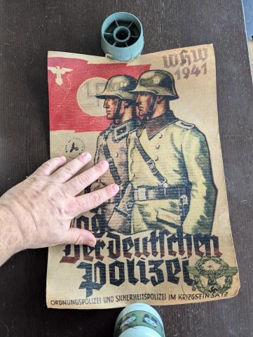 WW2 German Nazi Waffen SS POLIZEI recruitment wall poster stamped