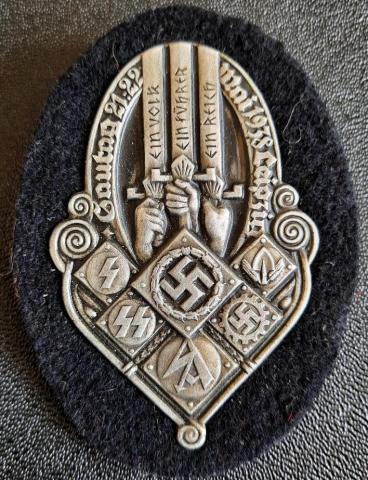 WW2 GERMAN NAZI WAFFEN SS SA MAI 1938 LEIPZIG BADGE SHIELD