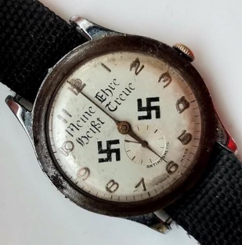 WW2 German Nazi WAFFEN SS SWISS working WATCH with Swastika and SS motto