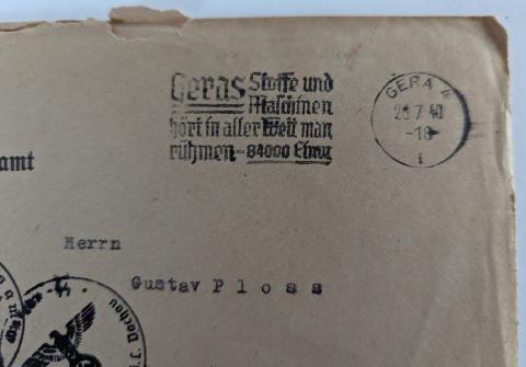 WW2 German Nazi WAFFEN SS Totenkopf concentration camp Dachau SS Guard feldpost letter stamped