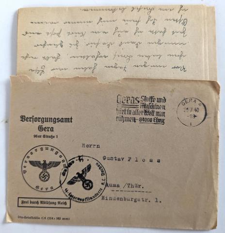 WW2 German Nazi WAFFEN SS Totenkopf concentration camp Dachau SS Guard feldpost letter stamped
