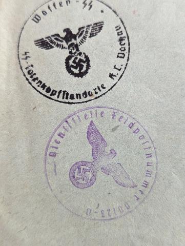 WW2 German Nazi WAFFEN SS Totenkopf concentration camp Dachau SS Guard feldpost letter stamped