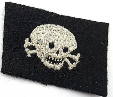 WW2 German Nazi WAFFEN SS TOTENKOPF Concentration camp GUARD collar tab skull NCO tunic removed