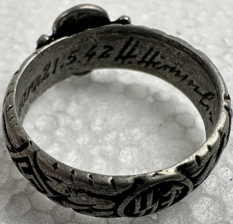 WW2 German Nazi WAFFEN SS TOTENKOPF Himmler Honor ring in case