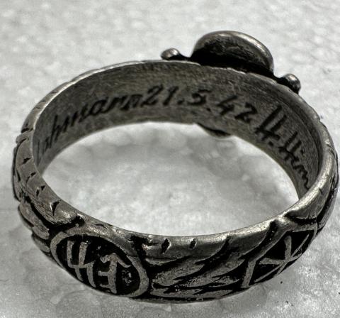 WW2 German Nazi WAFFEN SS TOTENKOPF Himmler Honor ring in case