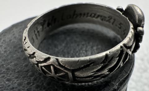 WW2 German Nazi WAFFEN SS TOTENKOPF Himmler Honor ring in case