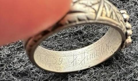 WW2 German Nazi WAFFEN SS TOTENKOPF HIMMLER HONOR Runes RING in case