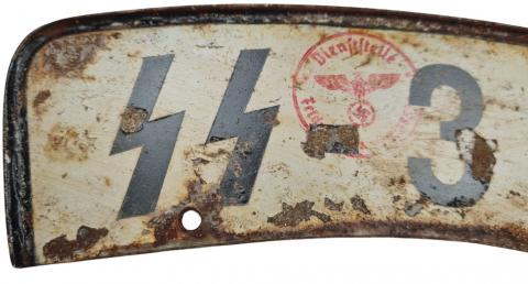 WW2 German Nazi WAFFEN SS TOTENKOPF PANZER front wheel motorcycle stamped licence