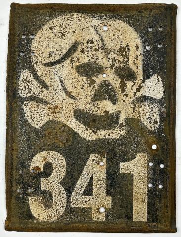 WAFFEN SS TOTENKOPF PANZER GRENADIER tank skull plate sign original WW2 german Nazi 