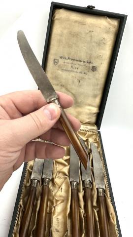 WW2 German WAFFEN SS TOTENKOPF set silverware flatware case skull