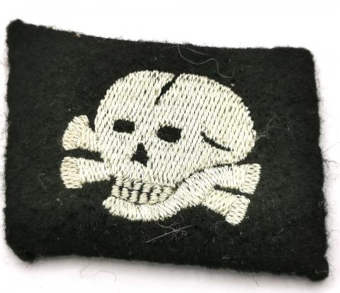 WW2 German Nazi Waffen SS Totenkopf skull nco collar tab with rzm tag