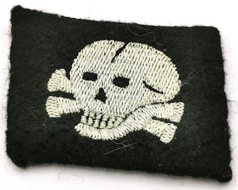 WW2 German Nazi Waffen SS Totenkopf skull nco collar tab with rzm tag
