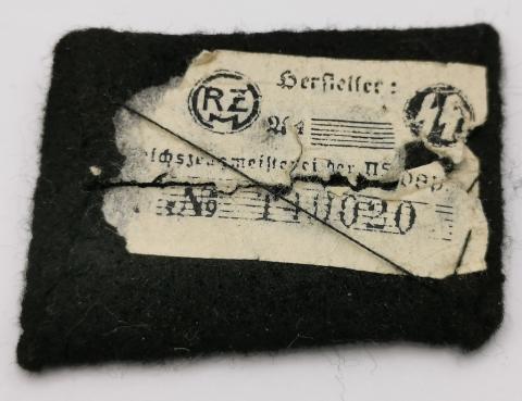 WW2 German Nazi Waffen SS Totenkopf skull nco collar tab with rzm tag