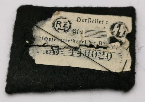 WW2 German Nazi Waffen SS Totenkopf skull nco collar tab with rzm tag