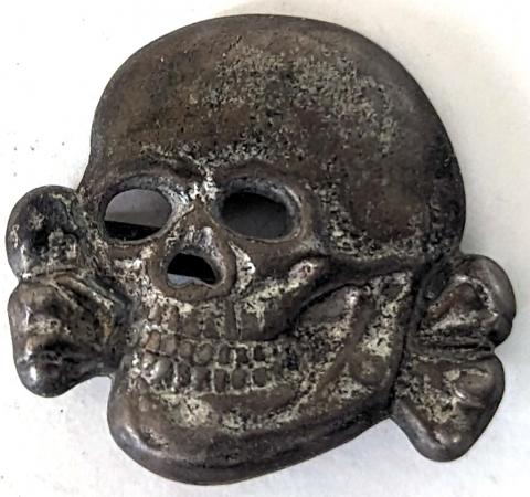 WW2 German Nazi WAFFEN SS TOTENKOPF Visor cap skull pin insignia relic marqued