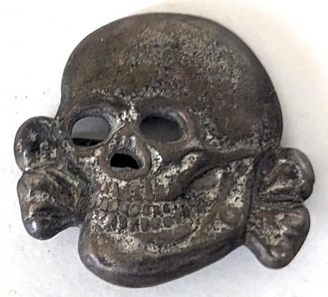 WW2 German Nazi WAFFEN SS TOTENKOPF Visor cap skull pin insignia relic marqued
