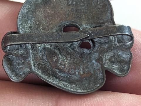 WW2 German Nazi WAFFEN SS TOTENKOPF Visor cap skull pin insignia relic marqued