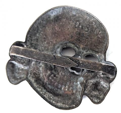 WW2 German Nazi WAFFEN SS TOTENKOPF Visor cap skull pin insignia relic marqued