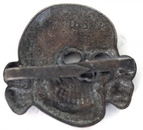 WW2 German Nazi WAFFEN SS TOTENKOPF Visor cap skull pin insignia relic marqued