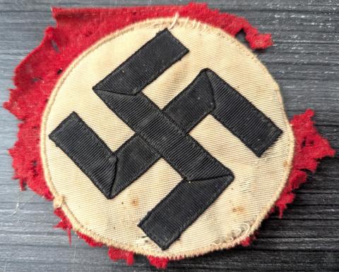 WW2 German Nazi WAFFEN SS tunic removed in NORMANDIE USA VET SOUVENIR Red Swastika armband ripped off