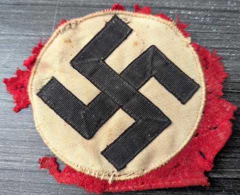 WW2 German Nazi WAFFEN SS tunic removed in NORMANDIE USA VET SOUVENIR Red Swastika armband ripped off