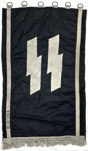 WW2 German Nazi WAFFEN SS wall RZM large one side banner FLAG stamped with SS runes