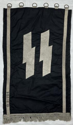WW2 German Nazi WAFFEN SS wall RZM large one side banner FLAG stamped with SS runes