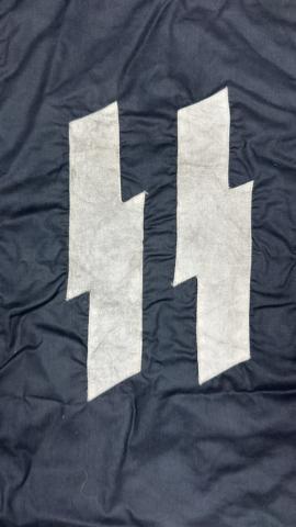 WW2 German Nazi WAFFEN SS wall RZM large one side banner FLAG stamped with SS runes