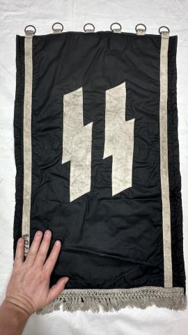 WW2 German Nazi WAFFEN SS wall RZM large one side banner FLAG stamped with SS runes