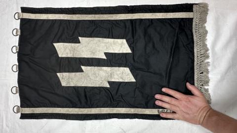 WW2 German Nazi WAFFEN SS wall RZM large one side banner FLAG stamped with SS runes