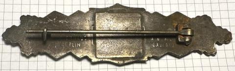 WW2 German Nazi WAFFEN SS WEHRMACHT PANZER GRENADIER closed combat shield badge in bronze marked