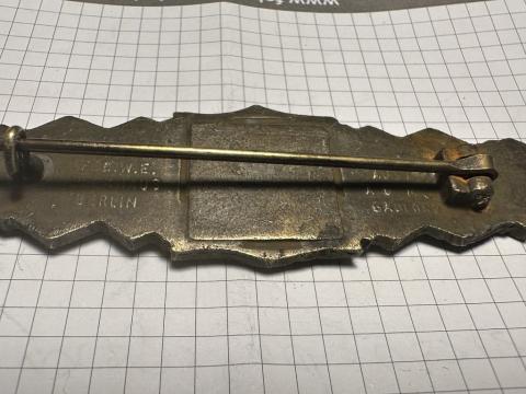 WW2 German Nazi WAFFEN SS WEHRMACHT PANZER GRENADIER closed combat shield badge in bronze marked