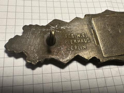 WW2 German Nazi WAFFEN SS WEHRMACHT PANZER GRENADIER closed combat shield badge in bronze marked